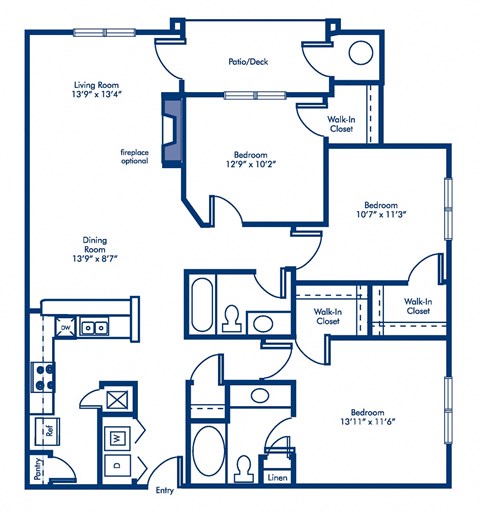 a floor plan of a home with two bedrooms and two bathrooms
